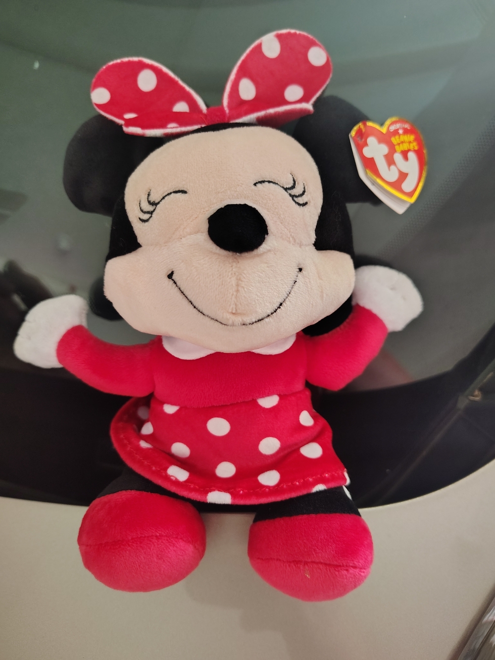 Ty Minnie Mouse Plush - Red with White Polka Dots